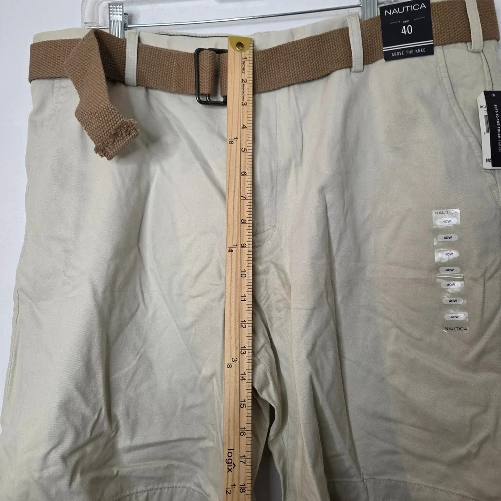 Nautica Mens Belted Deck Shorts Size 40 Khaki Beige Above The Knee New With Tags